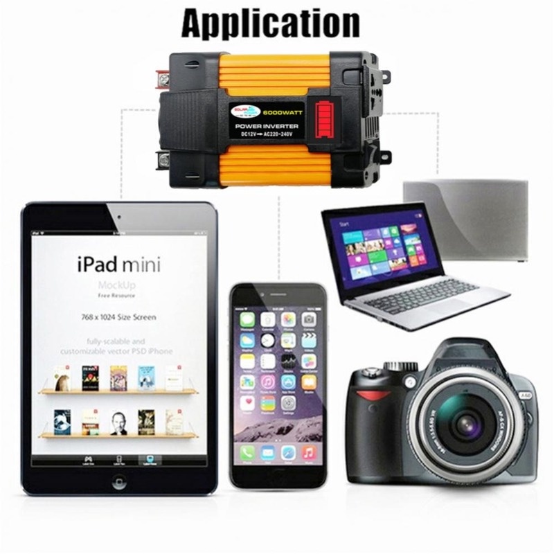 4000w Power inverter dual usb dengan display led untuk DC 12V to AC 220V mobil inverter tenaga surya