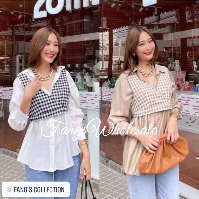 B1010 KEMEJA VEST 2IN1 IMPORT PREMIUM