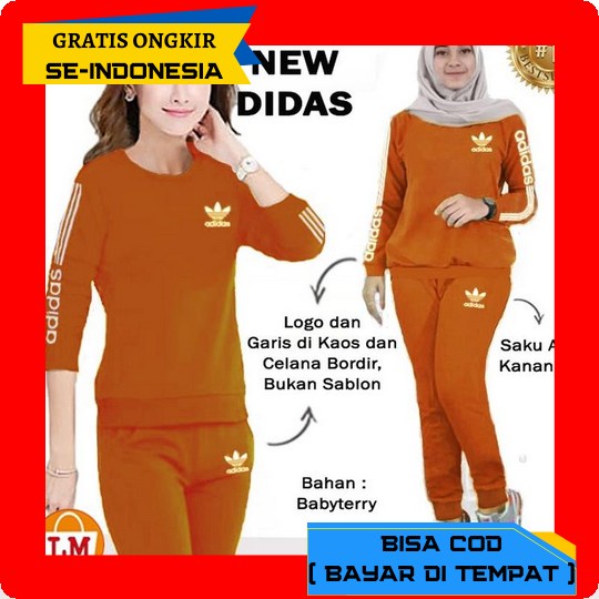 Baju Setelan Kirei Set Polos Bahan Babyterry Jumbo Ld 112 Xl Oneset Wanita Casual Murah Sporty Set |