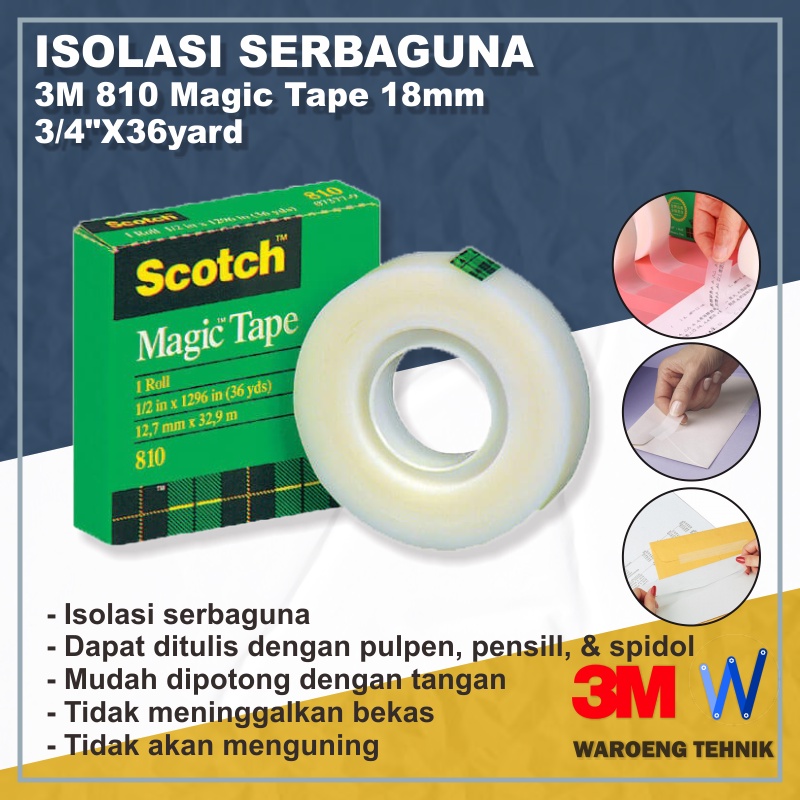 

Isolasi Serbaguna 3M 810 Magic Tapel 18mm Solasi Solatip