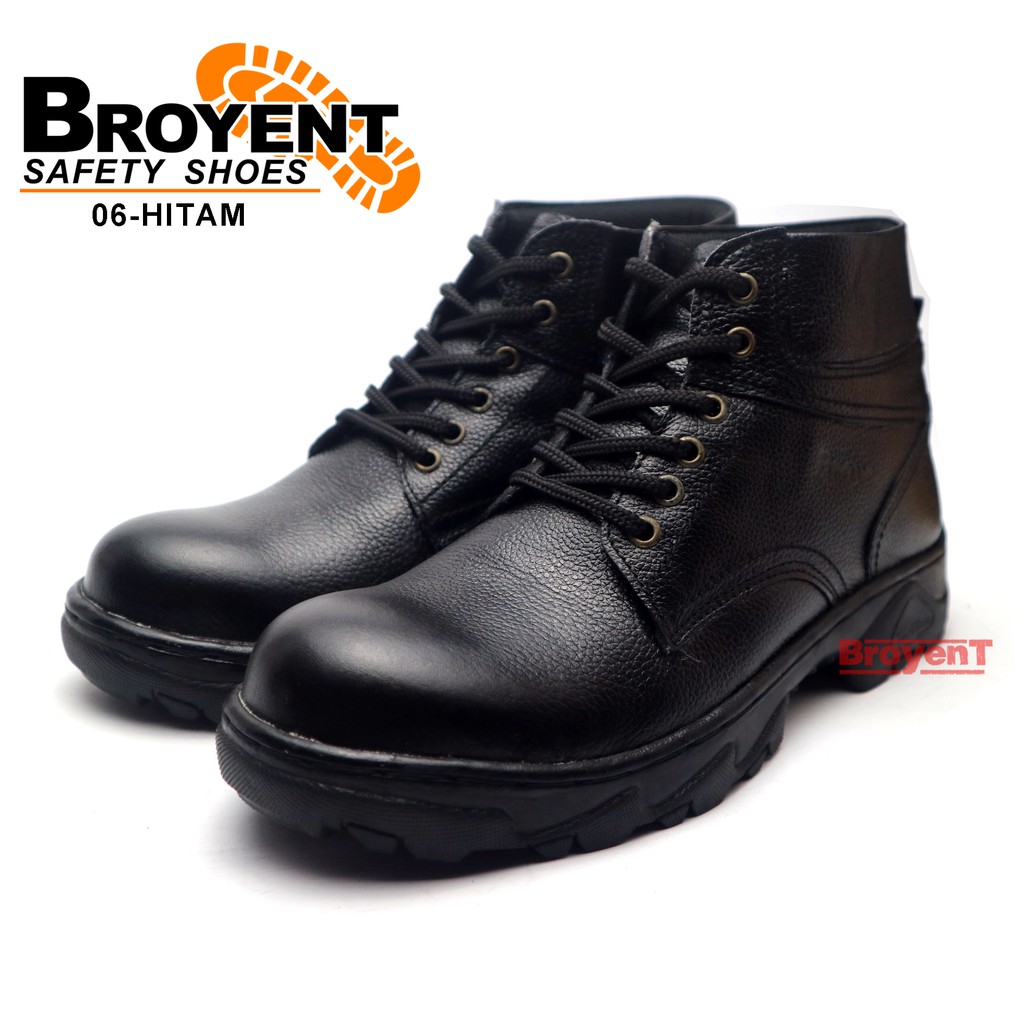 Sepatu Safety Pria Boots Tali Kulit Sapi High Quality 06