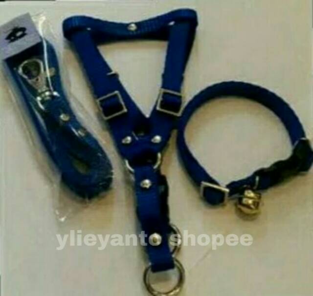 Set harness tali tuntun 1 set / kalung anjing set / kalung kucing set / kalung lonceng hewan