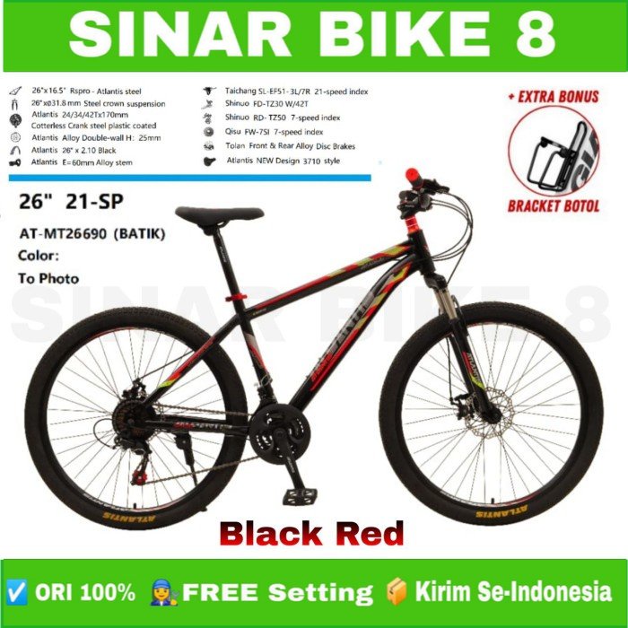 Sepeda Gunung MTB Atlantis MT-690 Ukuran 24 dan 26 Inch 21 Speed Inner Cable