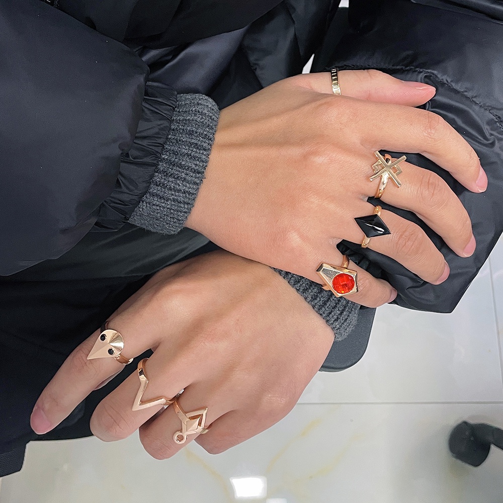 7pcs / Set Cincin Adjustable Desain Anime Genshin Impact Hu Tao Untuk Kostum Cosplay