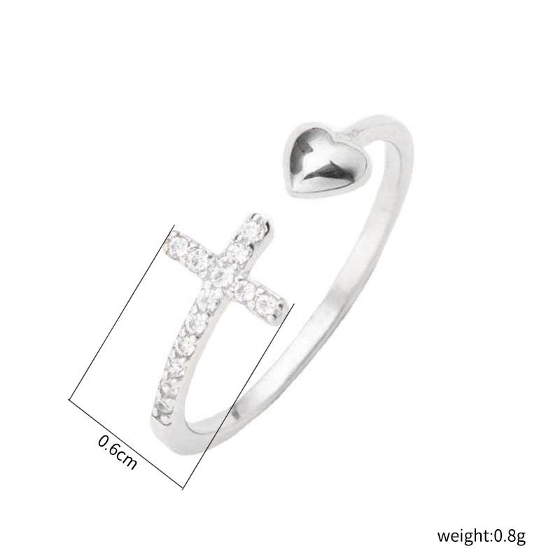 Cincin Model Terbuka Desain Silang Hias zircon Gaya Simplemewah Untuk Wanita