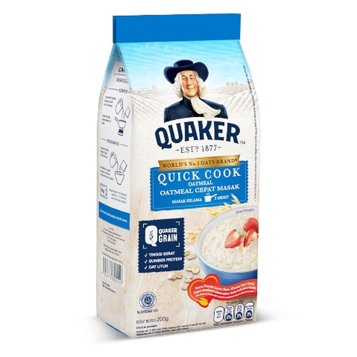 

Quaker Quick Cook Oatmeal/ Quaker Sereal Gandum Cepat Masak/ Sereal Diet/ Sarapan Sehat 200 Gram