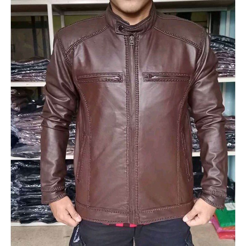 JAKET KULIT MODEL SULAM/JAKET KULIT ASLI DOMBA/TERBARU/JAKET KEREN PRIA/GARANSI UANG KEMBALI