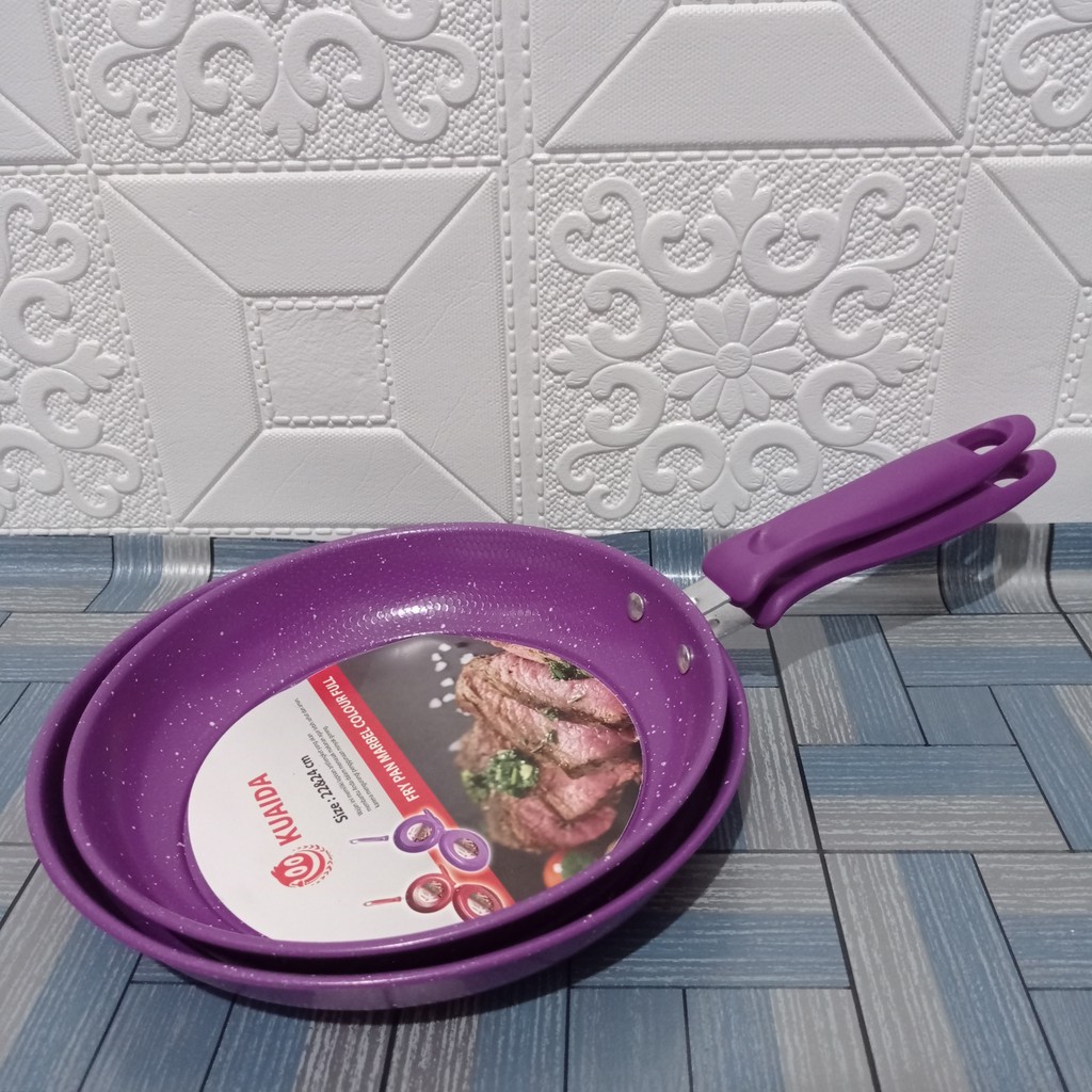 Teflon Anti Lengket Kuaida Frypan Set Marble Warna isi 2