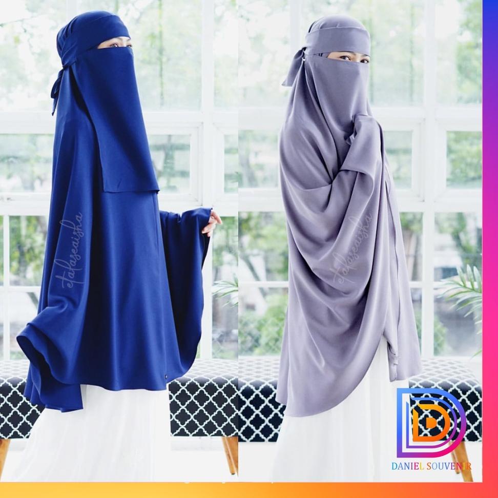 Set Jilbab Syari Long Khimar Non Pet Bonus Niqab Bandana Wolfis Alsyahra Exclusive –PT.15Jn22ᵁ
