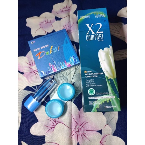 Paket Softlens New More Dubai Normal by CTK Dia 14,5mm + Air Softlens X2 120ml + Pinset