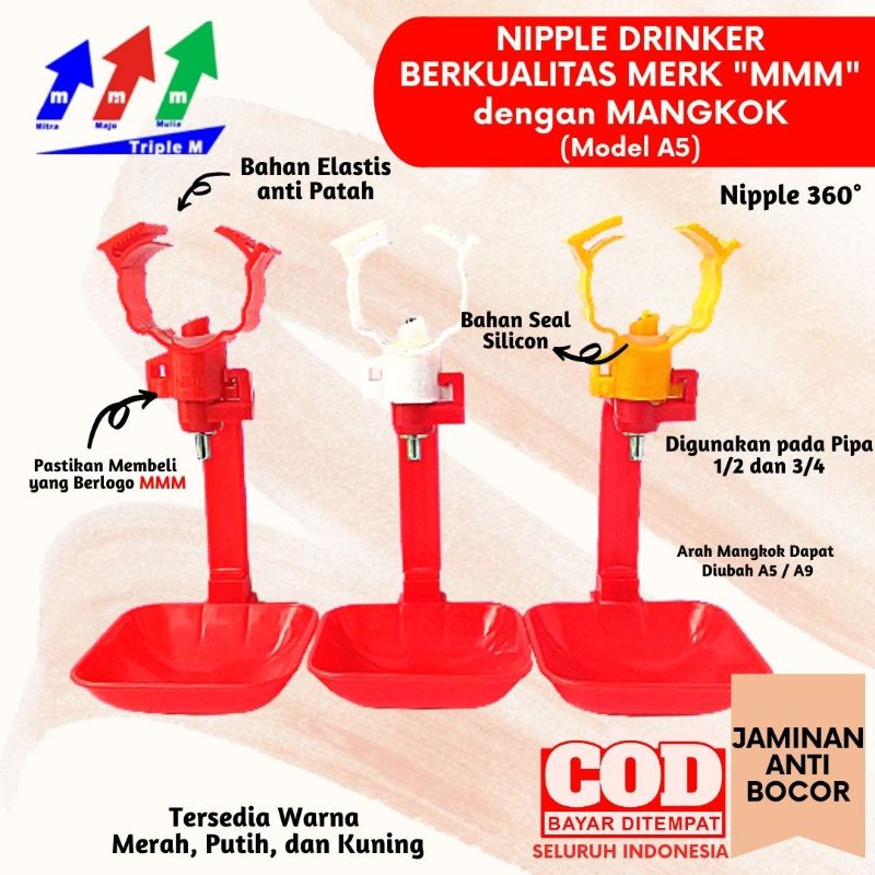 Nipel A9 Niple Nipple Nepel Drinker, Tempat minum ayam Nipel A9 mangkok , Nipel A5 mangkok MMM