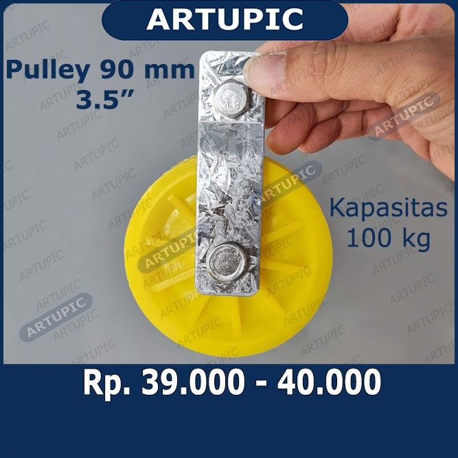 Pulley Puli Puley Kerekan Katrol 90 mm 3.5 Inch Kapasitas 100 kg lebih untuk nipple terpal kandang