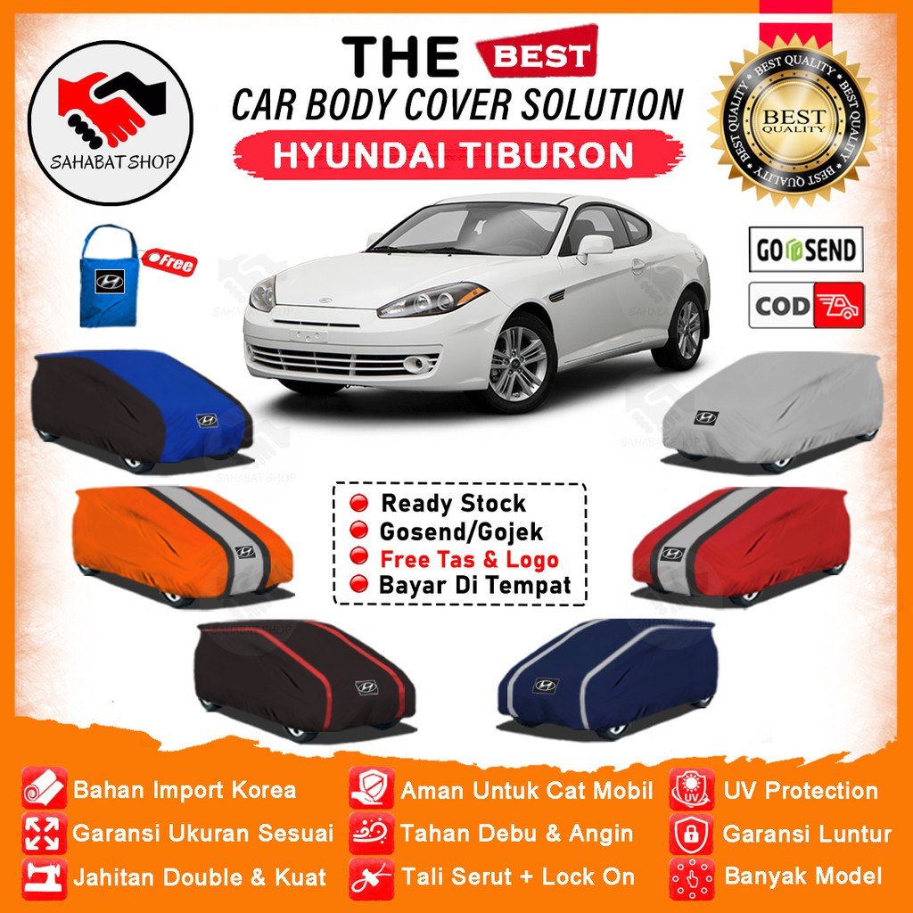 Sahabat Body Cover Mobil Tiburon / Sarung Penutup Hyundai Tiburon Outdoor / Selimut Mantel Tutup Pelindung Kerudung Mantol Jas Kelambu Tutupan Terpal Kerodong Pembungkus Bungkus Mobil Hyundai Tiburon Waterproof Anti Air Model Orange