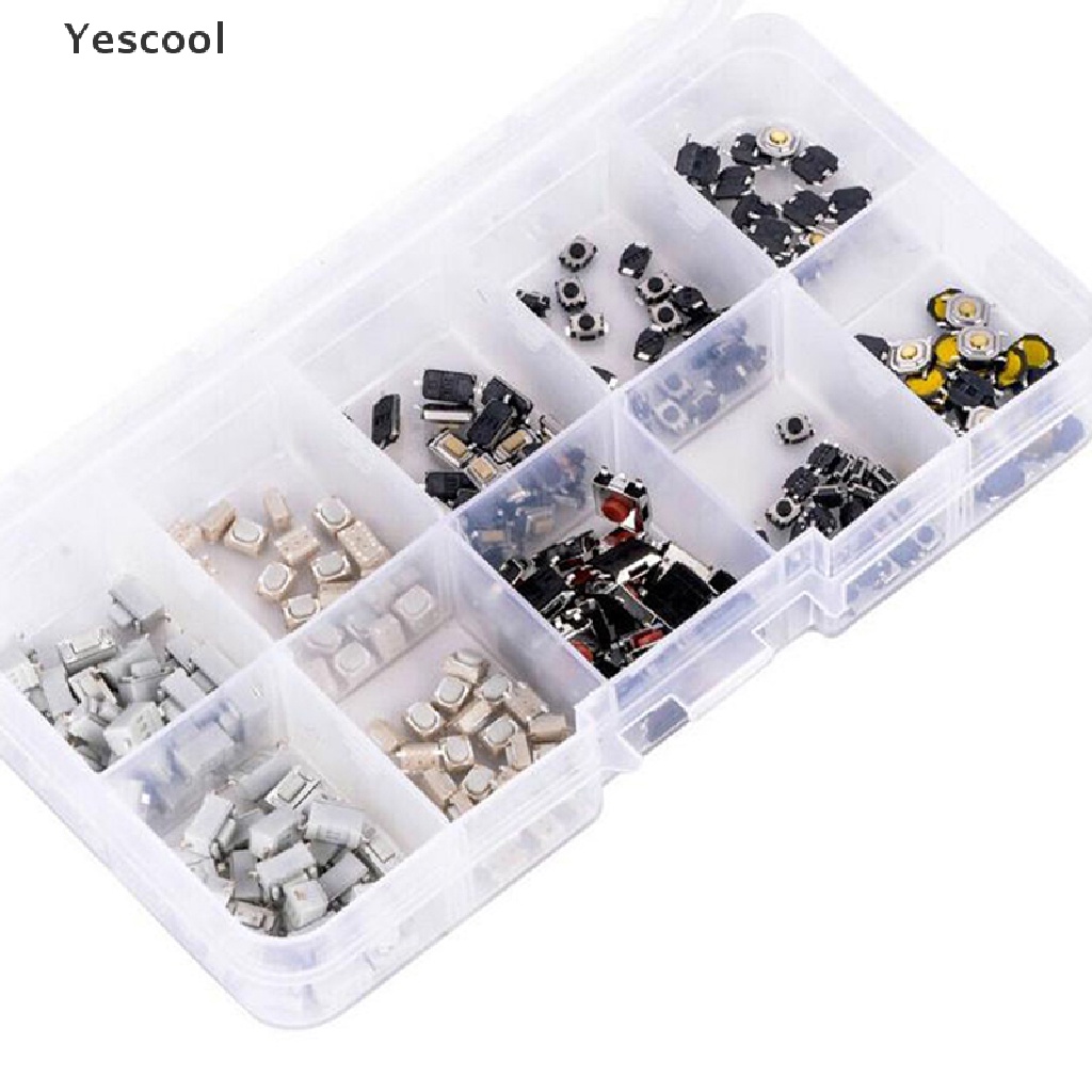 Yescool 250pcs Saklar Tombol Tekan Tactile Campur 10 Tipe Untuk Remote Kunci Mobil