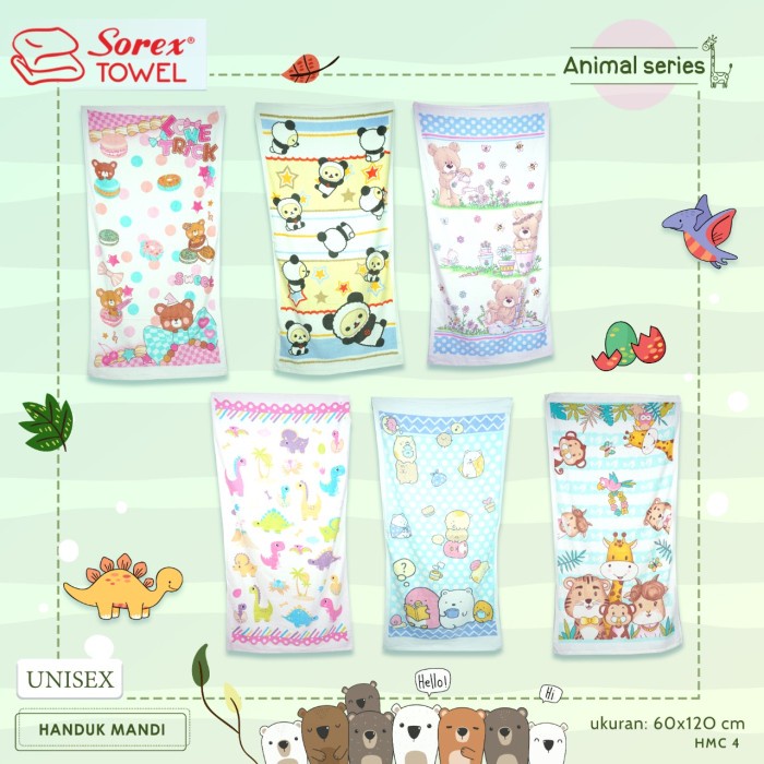 Handuk Mandi Bayi Anak SOREX HMC 4 &amp; HG MIX 4 Baby &amp; Kids Towel 100% KATUN BERKUALITAS