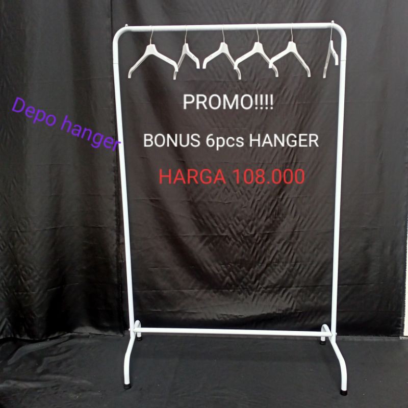 Gawang Baju full white 100cm + bonus hanger 141 putih