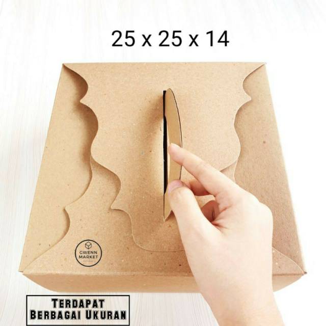 

Dus kue Kraft handle per 5pcs Coklat Premium 25 x 14 cm kotak kue cake box kue