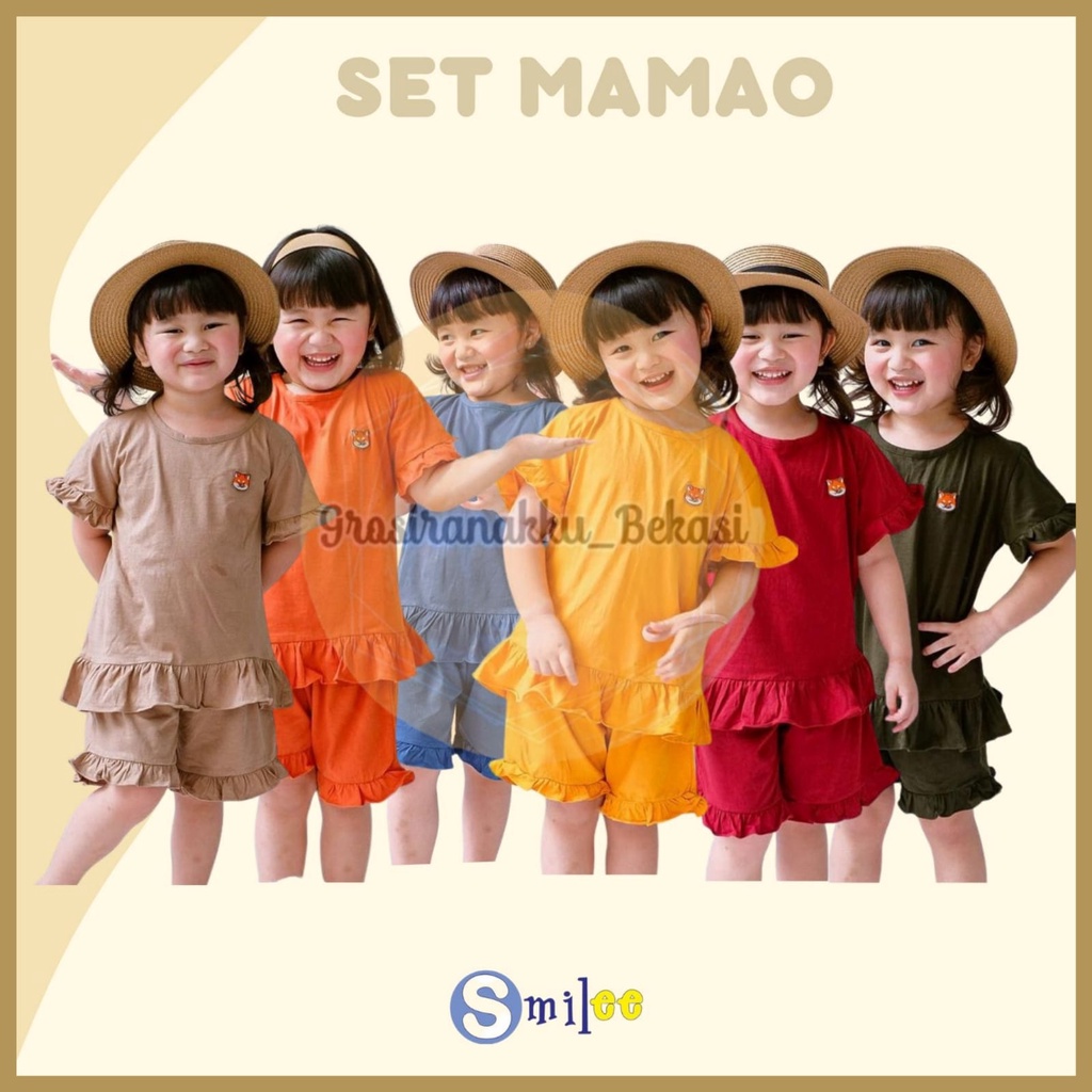 Setelan Anak Kaos Smilee Mamao Mix Warna Size 1-5Tahun
