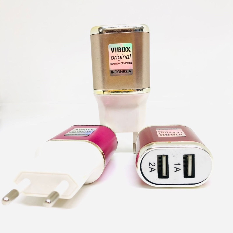 UPGRADE KUALITAS ADAPTER BATOK CHARGER VIBOX METAL 3A 2USB FOR ALL SMARTPHONE PROMO SEN