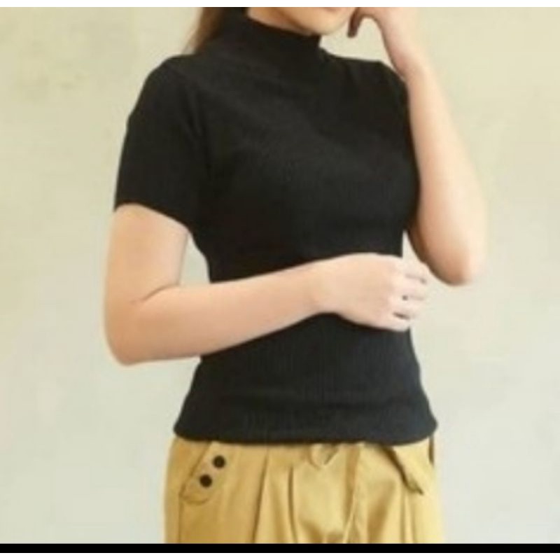 TURTLE NECK lengan pendek wanita ala Korea