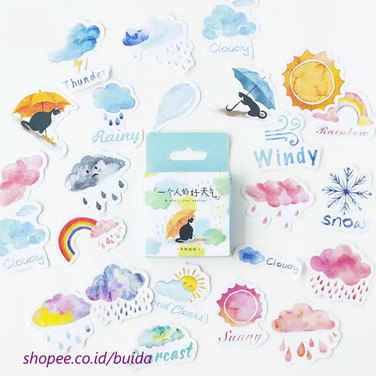 

Stiker Aesthetic K22 Sticker Cuaca Weather Forecast Rainy Cloudy Hujan Rainbow Hias jurnal scrapbook