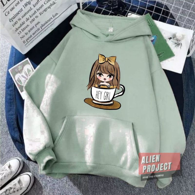 Alien Project Hoodie hei girl Hoodie cewek Hoodie wanita