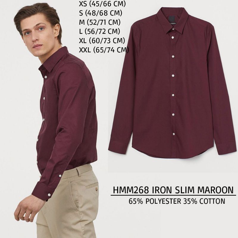 H&amp;M Easy - Iron Shirt Slim Fit Navy HMSF0310-C4 Kemeja Pria Original Branded