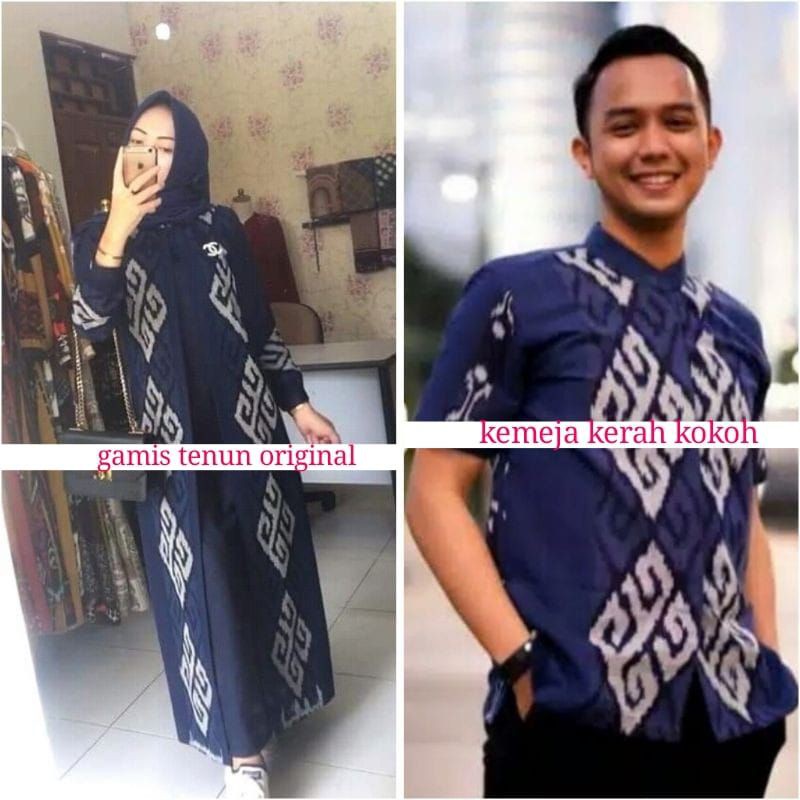 set couple tenun couple tenun original baju kondangan gamis tenun syari kemeja kerah kokoh tenun