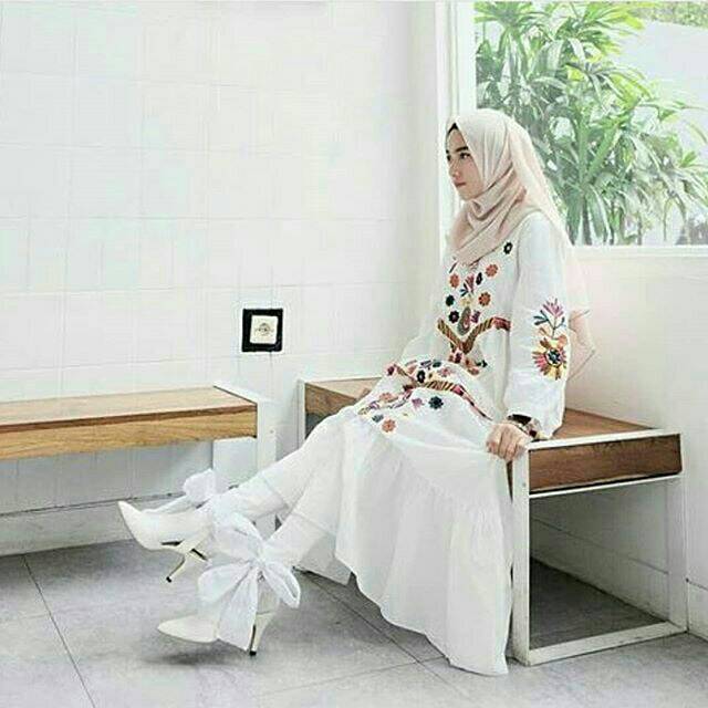 Maxi dress katun full bordir bkk