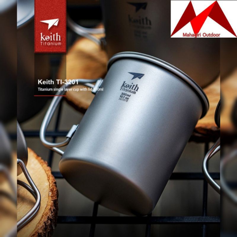 Keith titanium Ti3201 300ml mug with folding gelas camping ultralight