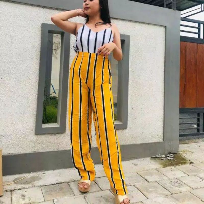 Celana wanita model salur panjang