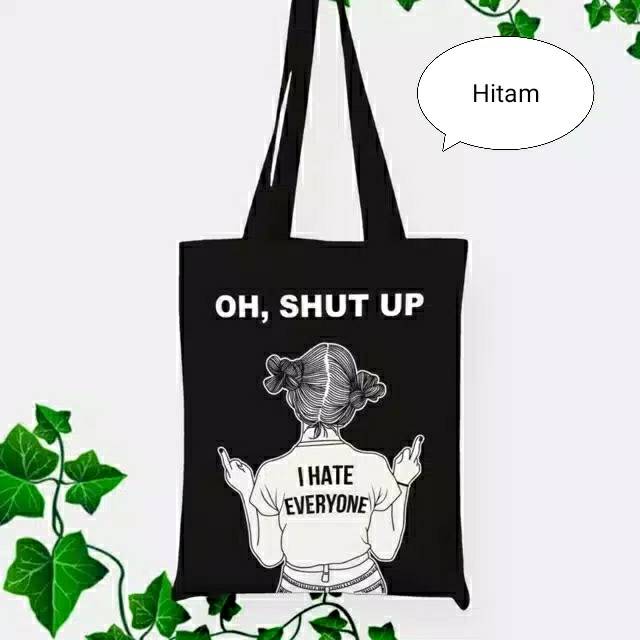 [SHUT-UP]TOTEBAG PAKAI RESLETING TOTE BAG K-POP WANITA MURAH KARAKTER SHUT - UP