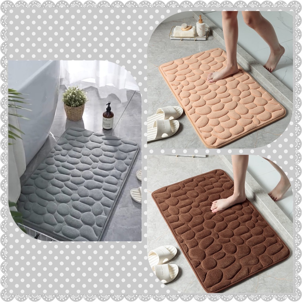 Keset Kaki Anti Slip Motif Batu &amp; Kaki / Bahan Memory Foam Menyerap / Kualitas Bagus / Keset Kamar Mandi /ANTI SLIP KESET KAKI MOTIF BATU 60CM X 40CM/LESET KAMAR MANDI/KESET RUANG TAMU