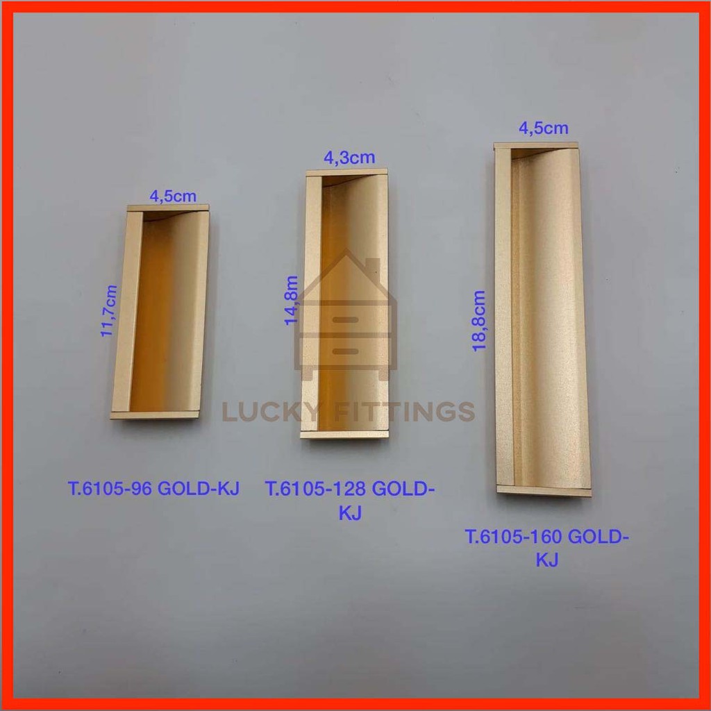 Tarikan Tanam 6105 GOLD / Handle Handel Geser Pintu Lemari Sliding Emas Rumah Minimalis Gagang