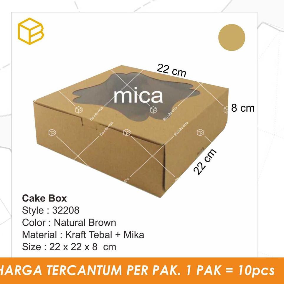 

Share Cake box, dus, kotak, packaging, kotak kue, multipurpose box, gift box - 32208 BROWN (10pcs) P