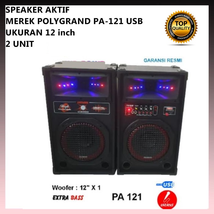SPEAKER AKTIF POLYGRAND PA-121 PA 121 USB Bluetooh 12 inch 2 UNIT