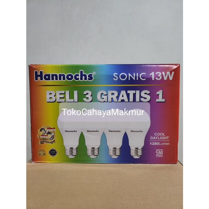 PAKET ISI 4Pcs Lampu Bohlam LED Sonic 13w 13watt Hannochs 1 DUS 20Kotak 80Pcs