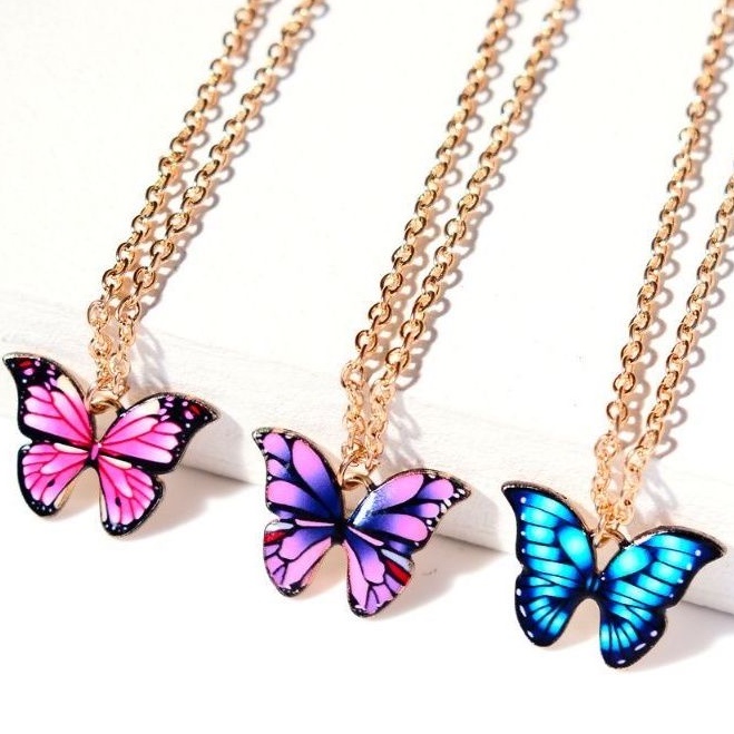 Kalung Gold Butterfly Aesthetic Muticolor Fashion Wanita
