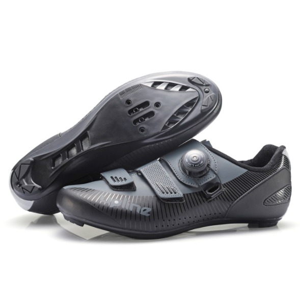 Sepatu Cleat Sepeda Upline U1 Road Support Road dan MTB Black Grey