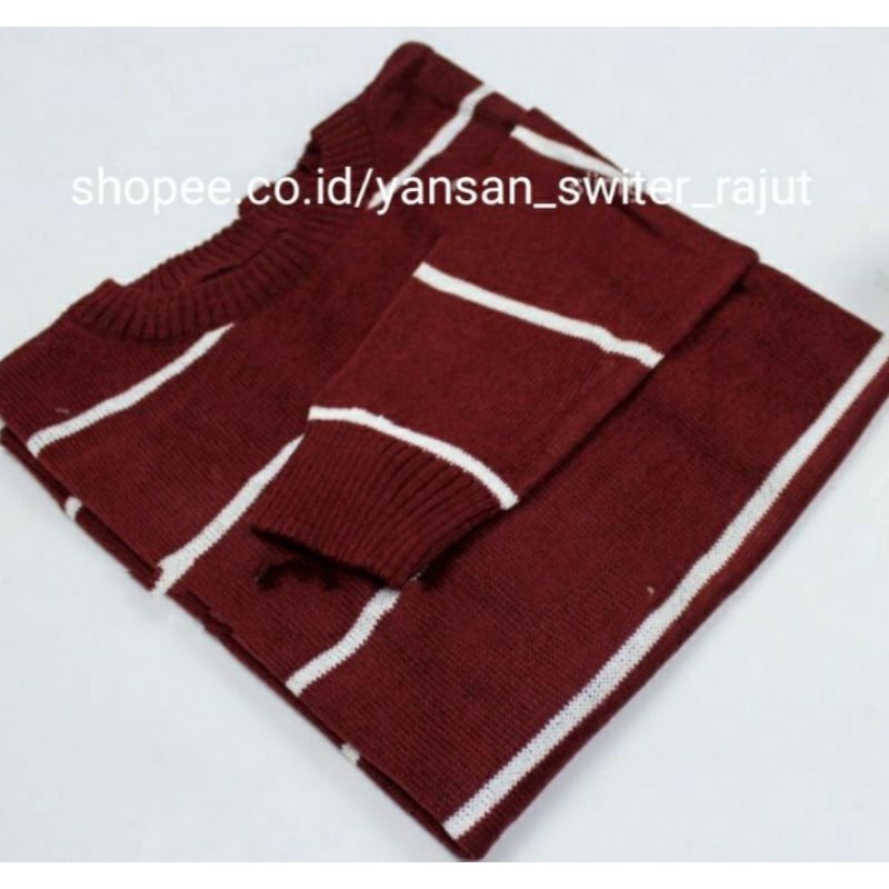 Yansan switer rajut / Bareska Outer knit / sweater oblong polet strip / Sweater rajut model terbaru