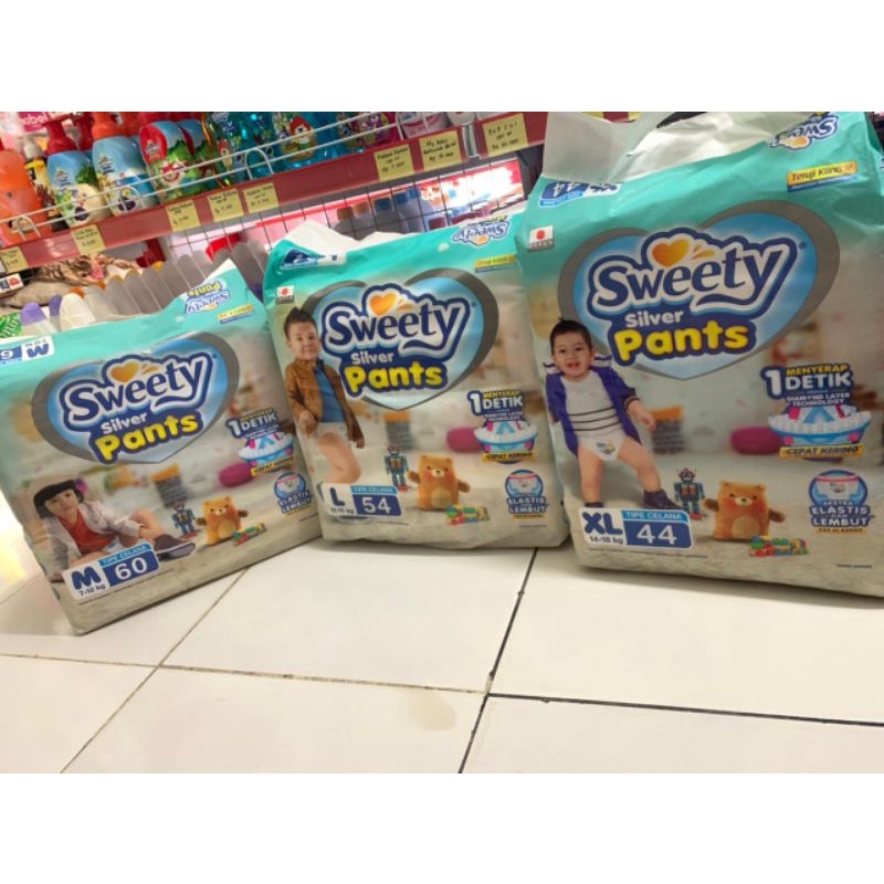 PAMPERS SWEETY SILVER PANTS M60/L54/XL44