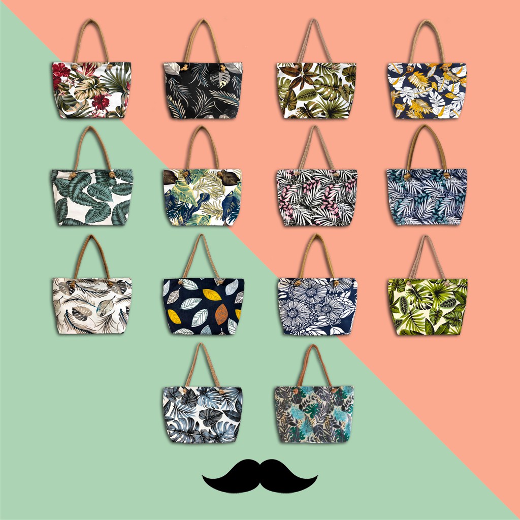 TOTE BAG BESAR TALI SUMBU / TAS BAHU KANVAS DENGAN TALI SUMBU