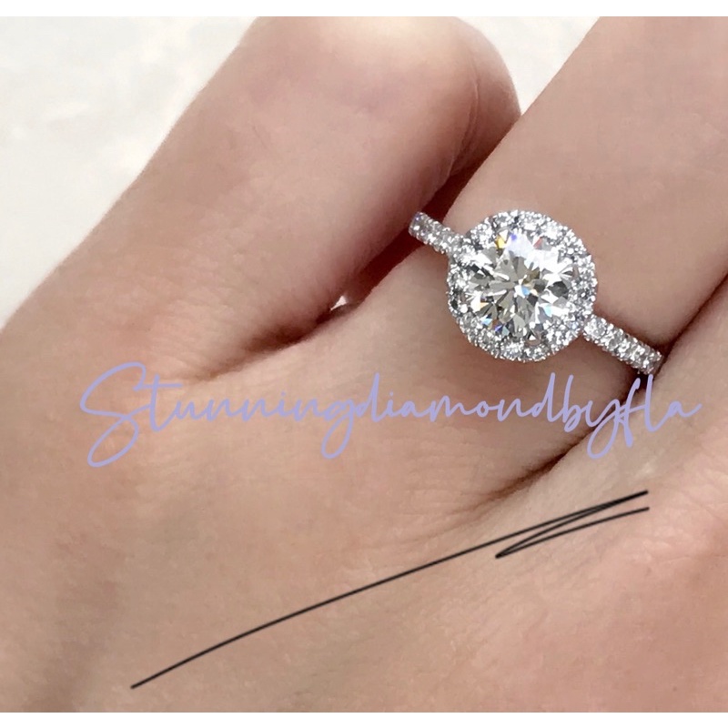 halo 1 carat cincin berlian lab grown diamond 1 carat Platina950 diamond