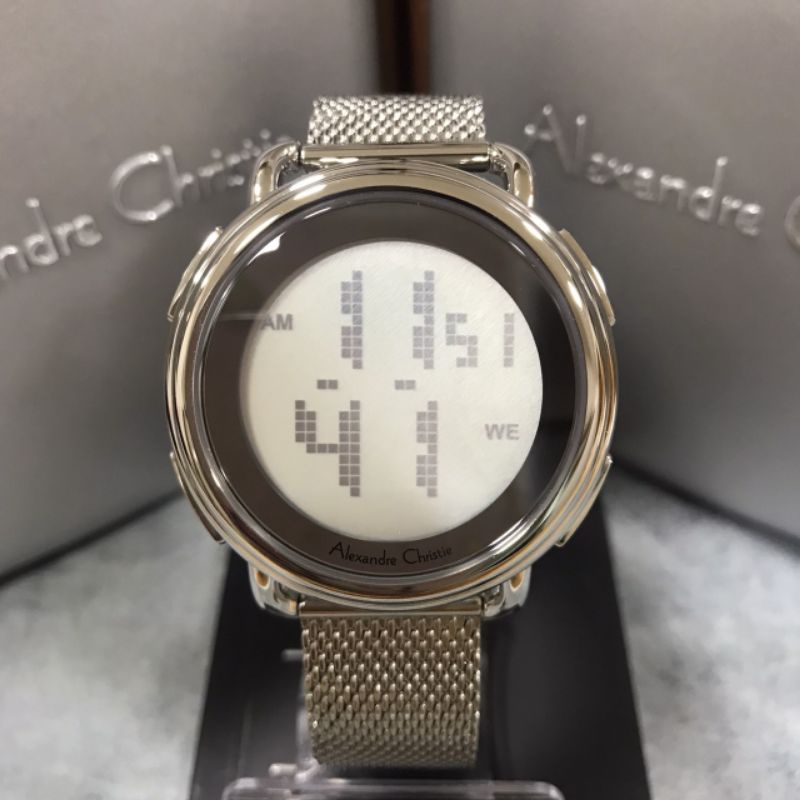 Jam Alexandre Christie AC 9227 LH BSS Digital Wanita Rantai Pasir Silver Bulat
