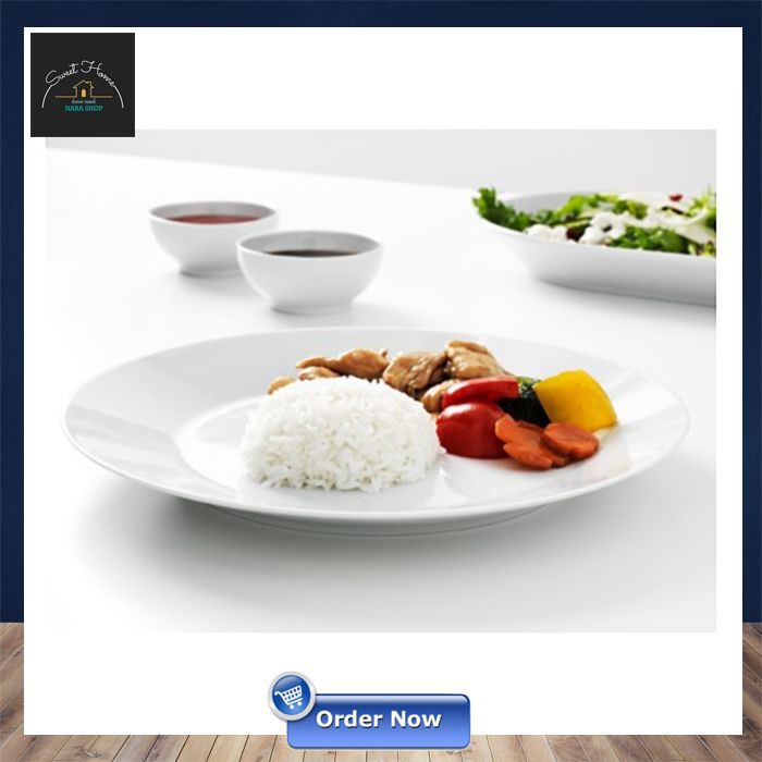 IKEA 365+ Piring Makan Piring Saji, Putih, 27cm, Keramik Piring Ceper IK 888