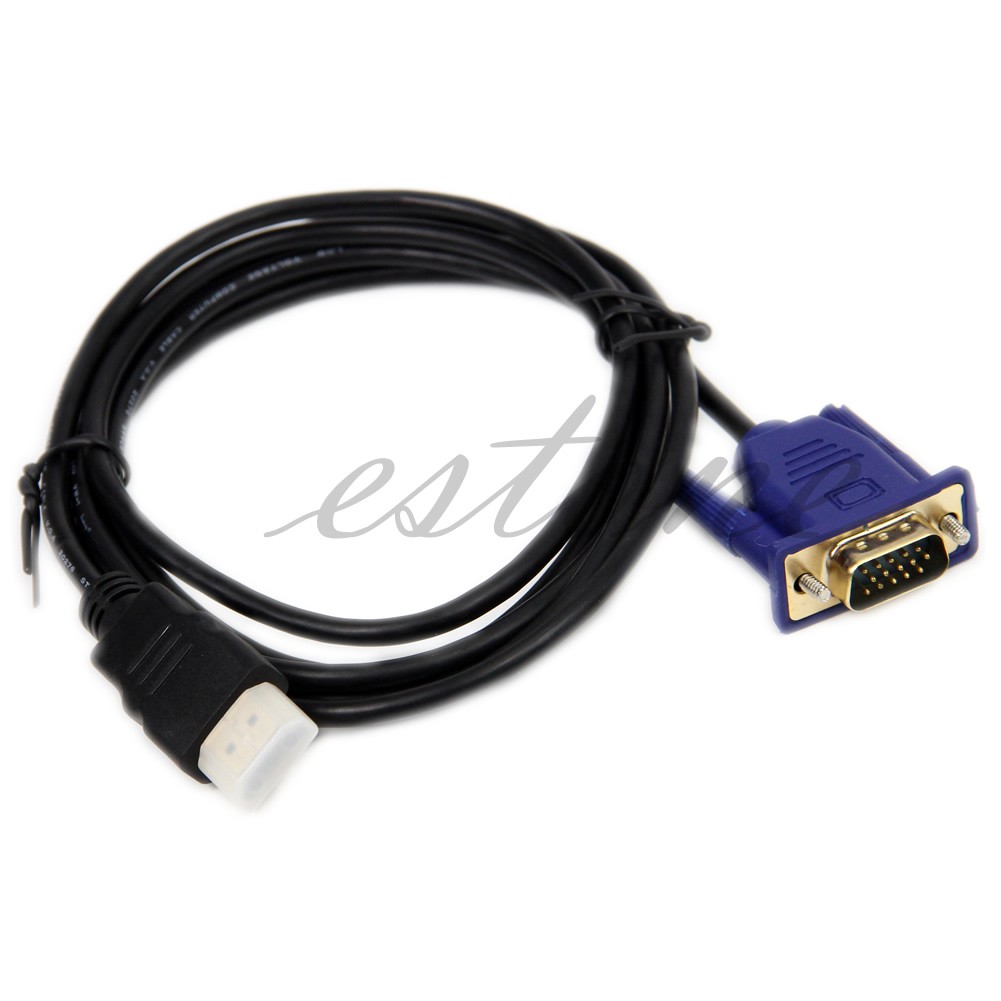 Kabel Adapter Converter HDMI Male to VGA HD-15 Lapis Emas 6Ft 1.8M 1080P