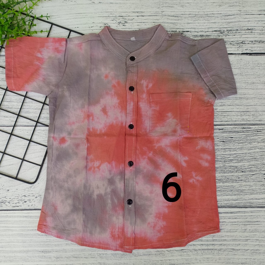 Kemeja Anak Tie dye Lengan Pendek Baju Atasan Anak Laki-Laki Motif Tie dye Terlaris