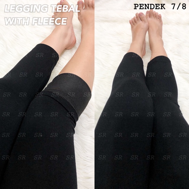 Legging Tebal Fleece Pendek 7/8 Wanita Import Premium Melar Jumbo