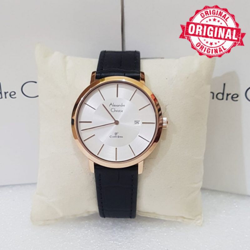 Alexandre Christie Pria AC 8599 Jam Tangan Alexander Christie Pria Rosegold White
