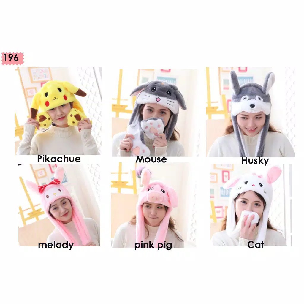 LS 030 - BUNNY HAT DANCING TOPI CUTE IMPORT KARAKTER DENGAN KUPING GERAK RABBIT EAR CAP IMPORT
